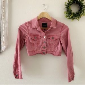 Jessica Simpson cropped jean jacket sz M